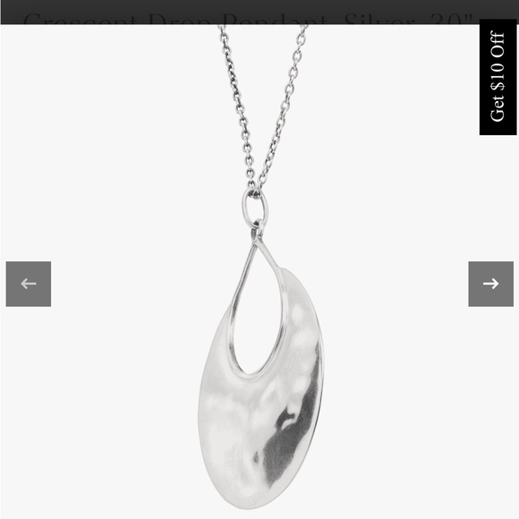 Silver Crescent Drop Pendant Necklace - Picture 3 of 7